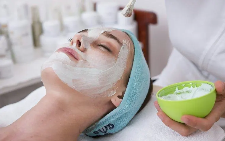 Professional facial treatment in progress